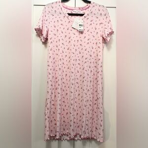 Women’s Pajama Shirt Dress Floral Rose Print Sz MED NEW!